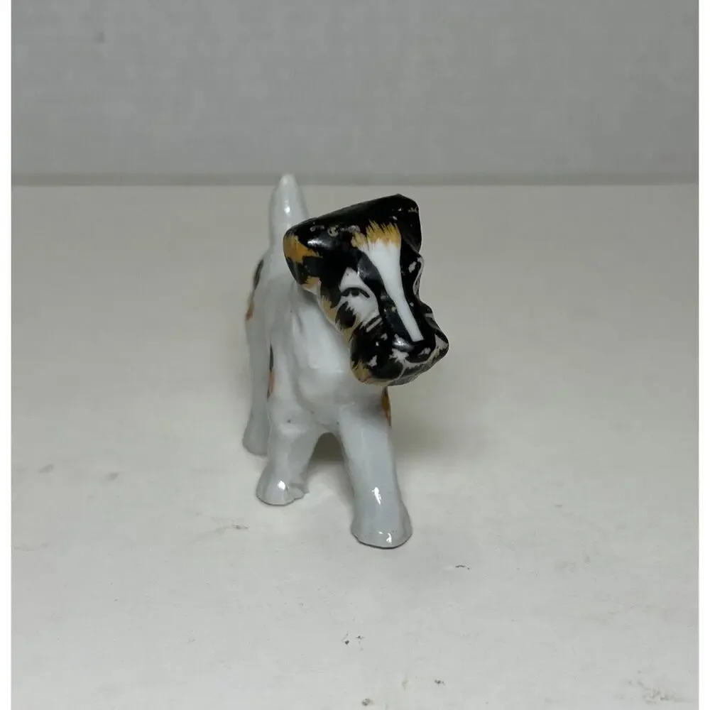 Vtg Black & White Terrier Dog Porcelain 3